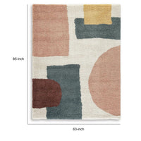 Fyna 5x7 Geometric Medium Area Rug w Shag, 30mm Pile, Gray, Brown