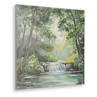 Naya Wall Art Painting, Tranquil Nature Landscape, Handpainted Green 36x36