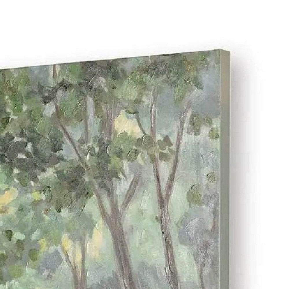 Naya Wall Art Painting, Tranquil Nature Landscape, Handpainted Green 36x36