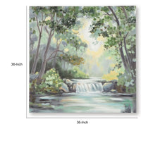 Naya Wall Art Painting, Tranquil Nature Landscape, Handpainted Green 36x36