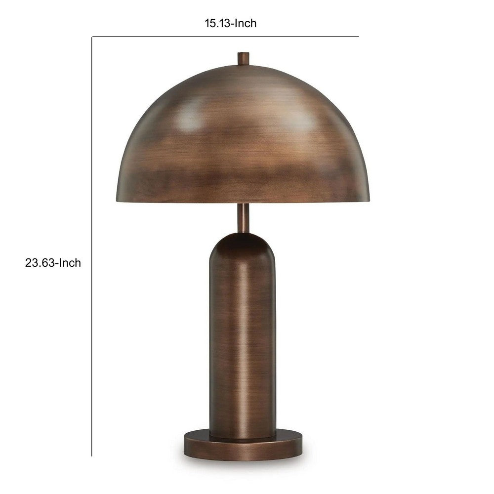 Laya Table Lamp, Dome Shade, Antique Copper, 24 Inch