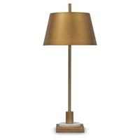 Feya Table Lamp, White Marble Base, Gold Metal Empire Shade, 32 Inch