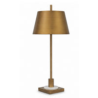 Feya Table Lamp, White Marble Base, Gold Metal Empire Shade, 32 Inch