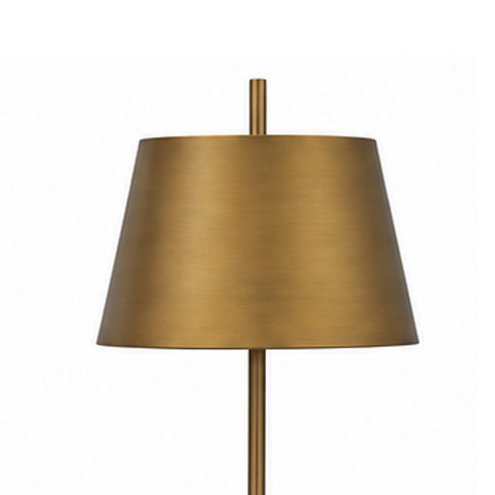 Feya Table Lamp, White Marble Base, Gold Metal Empire Shade, 32 Inch