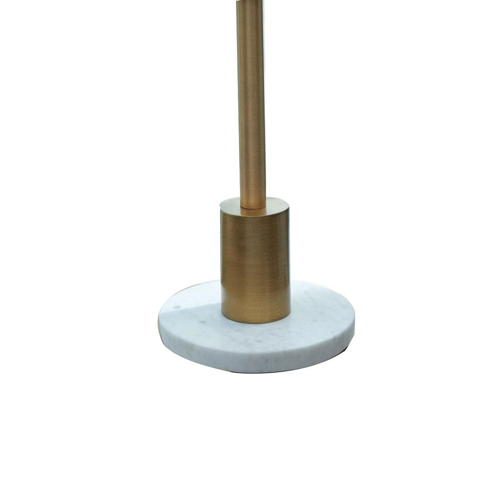 Feya Table Lamp, White Marble Base, Gold Metal Empire Shade, 32 Inch