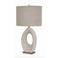 Frya Paper Table Lamp, Cream Speckled Geometric Base, Drum Shade, 28 Inch