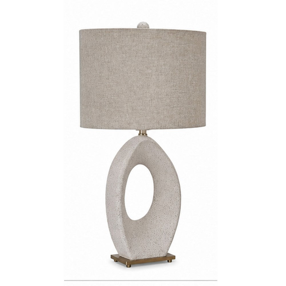 Frya Paper Table Lamp, Cream Speckled Geometric Base, Drum Shade, 28 Inch