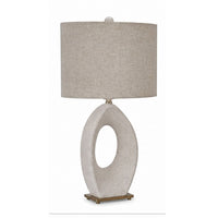 Frya Paper Table Lamp, Cream Speckled Geometric Base, Drum Shade, 28 Inch