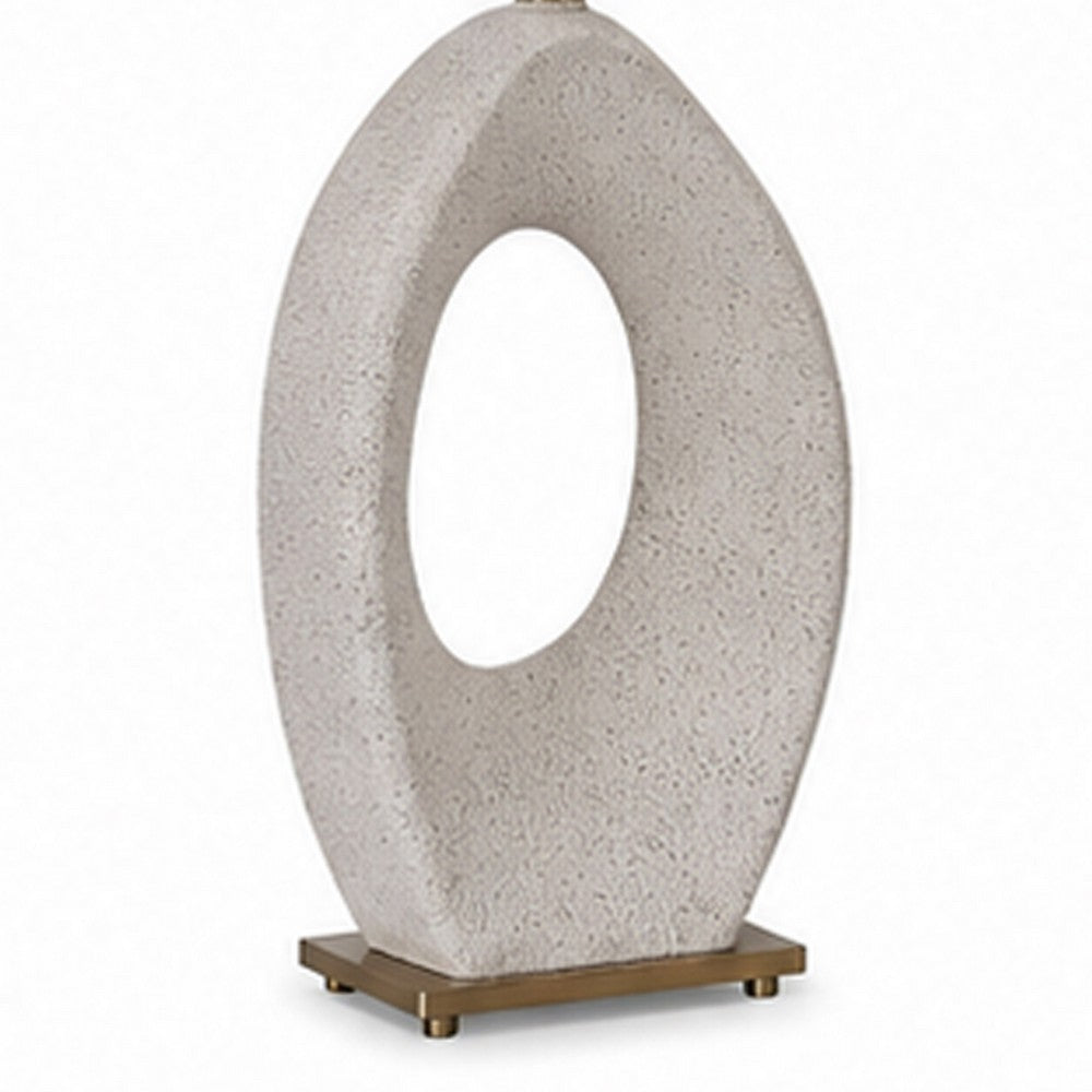 Frya Paper Table Lamp, Cream Speckled Geometric Base, Drum Shade, 28 Inch