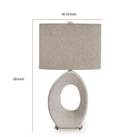 Frya Paper Table Lamp, Cream Speckled Geometric Base, Drum Shade, 28 Inch