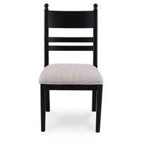 Gela Dining Side Chair set of 2, Black Ladderback Frame, Gray Upholstery