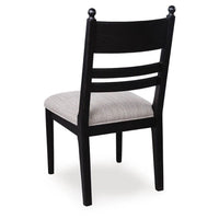 Gela Dining Side Chair set of 2, Black Ladderback Frame, Gray Upholstery