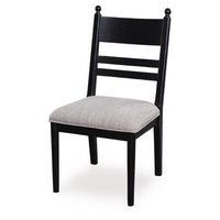 Gela Dining Side Chair set of 2, Black Ladderback Frame, Gray Upholstery