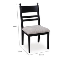 Gela Dining Side Chair set of 2, Black Ladderback Frame, Gray Upholstery