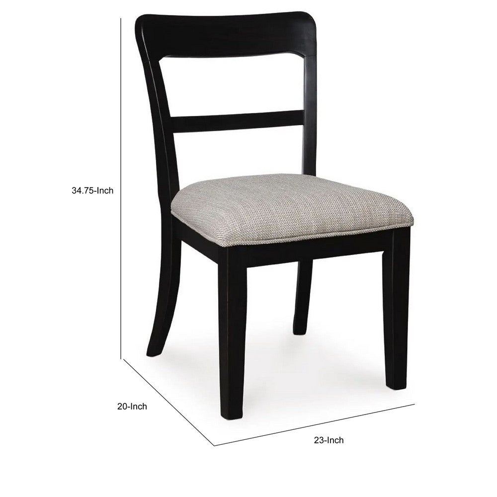 Gela Dining Side Chair set of 2, Black Open Cutout Frame, Gray Upholstery