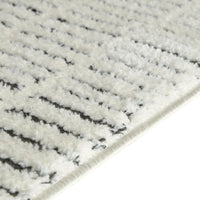 Turo Striped Medium Area Rug, 16mm Pile, Ivory and Black Polyester 5x7
