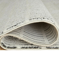 Turo Striped Medium Area Rug, 16mm Pile, Ivory and Black Polyester 5x7