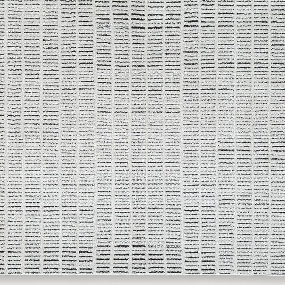 Turo Striped Medium Area Rug, 16mm Pile, Ivory and Black Polyester 5x7