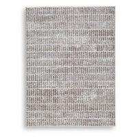 Feri Striped Medium Area Rug, Gray and Ivory Polypropylene Polyester 5x7