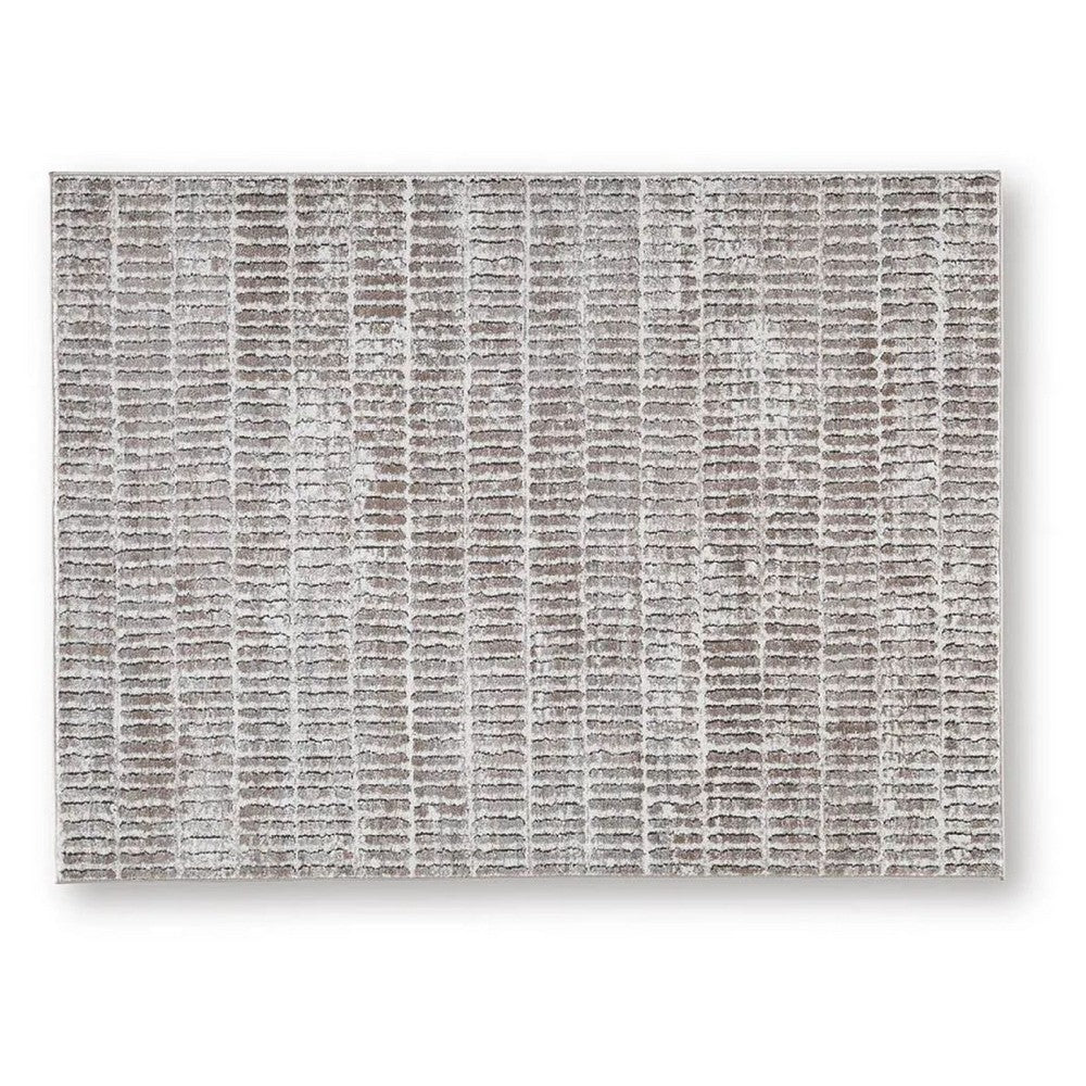 Feri Striped Medium Area Rug, Gray and Ivory Polypropylene Polyester 5x7