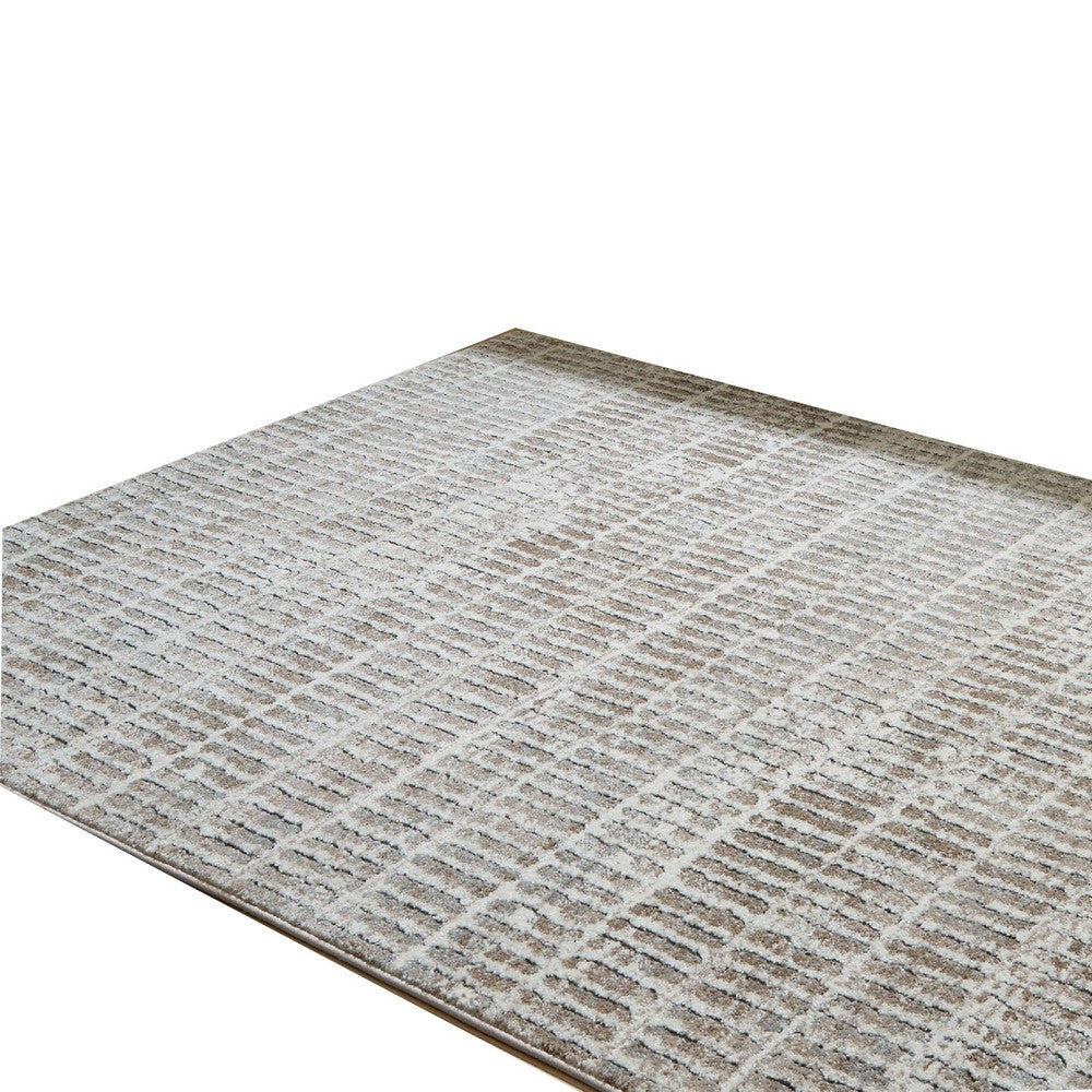 Feri Striped Medium Area Rug, Gray and Ivory Polypropylene Polyester 5x7