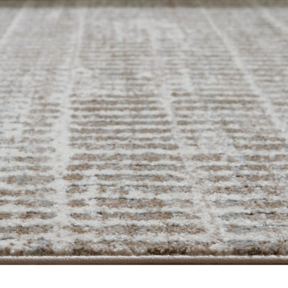 Feri Striped Medium Area Rug, Gray and Ivory Polypropylene Polyester 5x7
