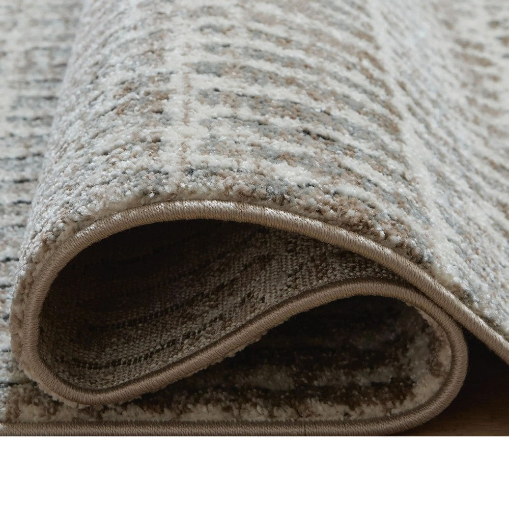Feri Striped Medium Area Rug, Gray and Ivory Polypropylene Polyester 5x7