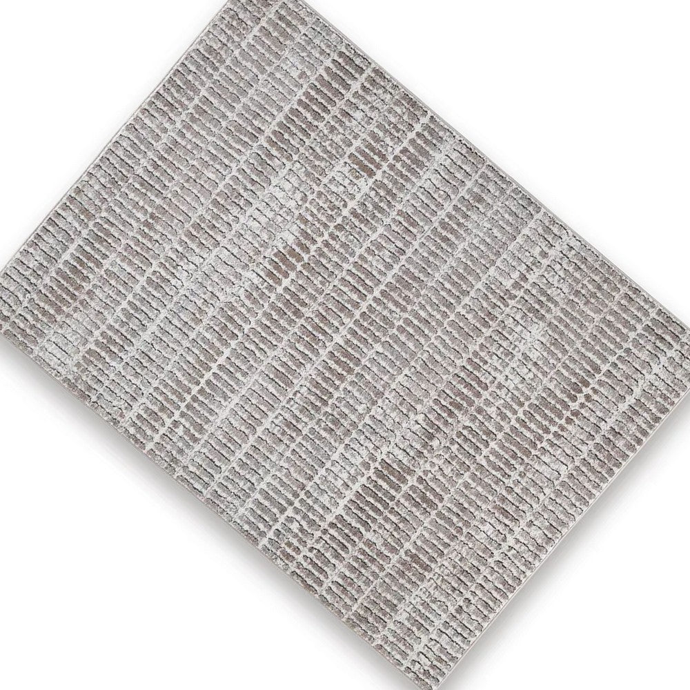 Feri Striped Medium Area Rug, Gray and Ivory Polypropylene Polyester 5x7