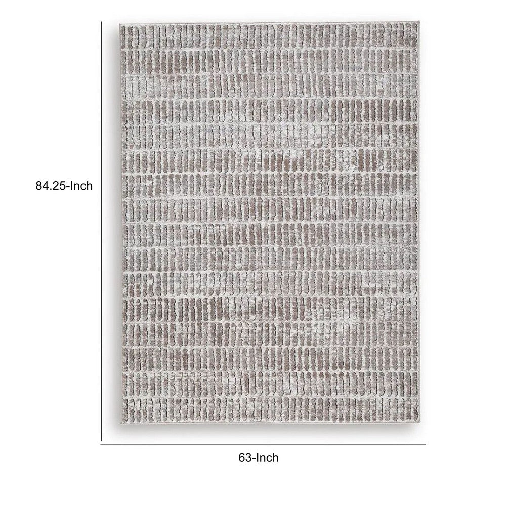 Feri Striped Medium Area Rug, Gray and Ivory Polypropylene Polyester 5x7