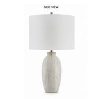 Alp Table Lamp, Antique White Shade, Warm Gray Textured Pot Base, 28 Inch