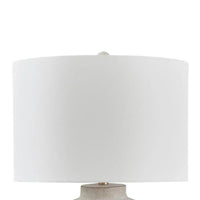 Alp Table Lamp, Antique White Shade, Warm Gray Textured Pot Base, 28 Inch