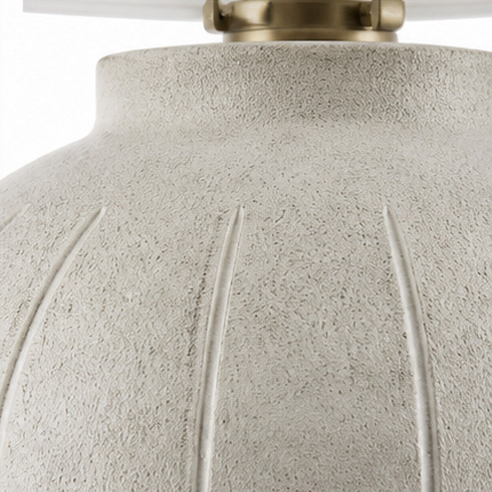Alp Table Lamp, Antique White Shade, Warm Gray Textured Pot Base, 28 Inch