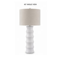 Vala Table Lamp, Hardback Drum Shade, Scalloped Polyresin White 33 Inch
