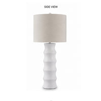 Vala Table Lamp, Hardback Drum Shade, Scalloped Polyresin White 33 Inch