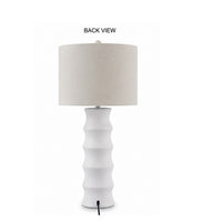 Vala Table Lamp, Hardback Drum Shade, Scalloped Polyresin White 33 Inch