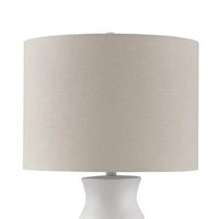 Vala Table Lamp, Hardback Drum Shade, Scalloped Polyresin White 33 Inch