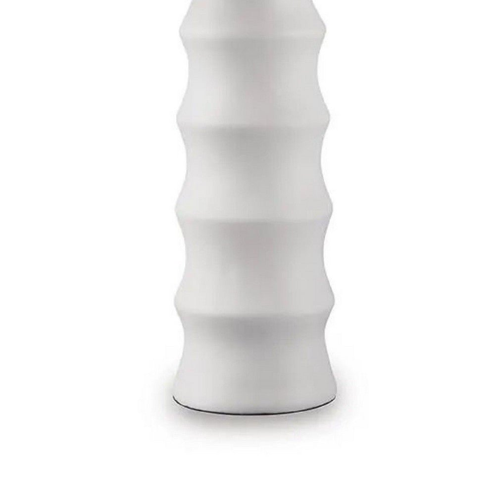 Vala Table Lamp, Hardback Drum Shade, Scalloped Polyresin White 33 Inch
