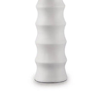 Vala Table Lamp, Hardback Drum Shade, Scalloped Polyresin White 33 Inch