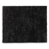 Visha Throw Blanket Set of 3, Faux Fur Stripes, Reversible Black Polyester-BM355618