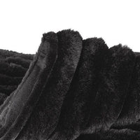 Visha Throw Blanket Set of 3, Faux Fur Stripes, Reversible Black Polyester-BM355618