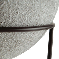 Esta Pottery Style Vase w Stand, Distressed Cream, Espresso Brown 29 Inch - BM355620