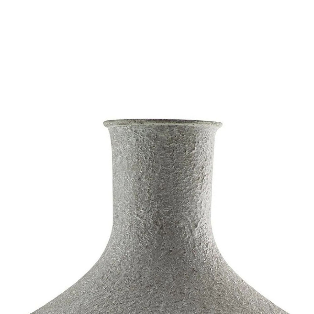 Esta Pottery Style Vase w Stand, Distressed Cream, Espresso Brown 29 Inch - BM355620