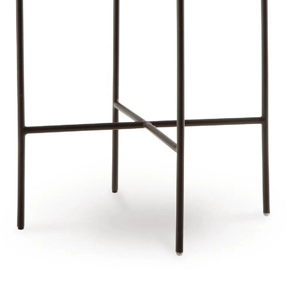 Esta Pottery Style Vase w Stand, Distressed Cream, Espresso Brown 29 Inch - BM355620