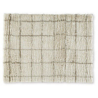 Wreno 5x7 Medium Area Rug, Plaid Pattern, 50mm Pile, Cream and Brown PET