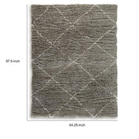 Wreno 5x7 Medium Area Rug, Diamond Pattern, 50mm Pile, Cream and Gray PET