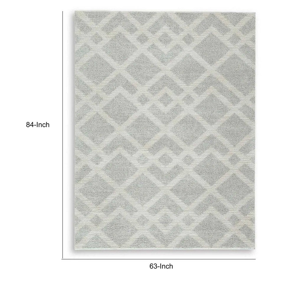 Unos 5x7 Geometric Medium Area Rug, Ivory Gray Polypropylene Polyester