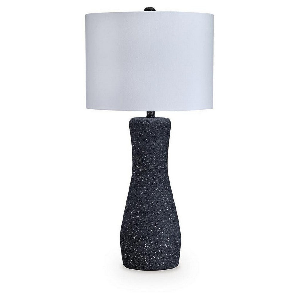 Aaya Table Lamp, Bottle Shape, Hardback Shade, White and Black 33 Inch-BM355624