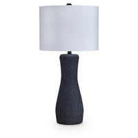 Aaya Table Lamp, Bottle Shape, Hardback Shade, White and Black 33 Inch-BM355624