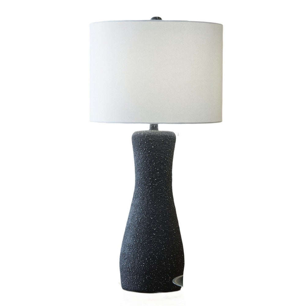 Aaya Table Lamp, Bottle Shape, Hardback Shade, White and Black 33 Inch-BM355624