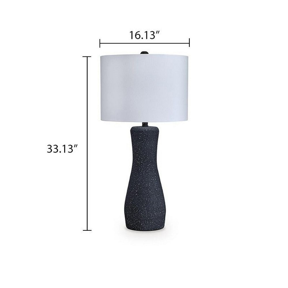 Aaya Table Lamp, Bottle Shape, Hardback Shade, White and Black 33 Inch-BM355624